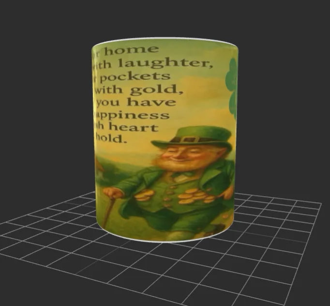 🍀 Irish Blessing 11oz Coffee Mug – Leprechaun & Shamrock Design – Perfect Gift! 🍀