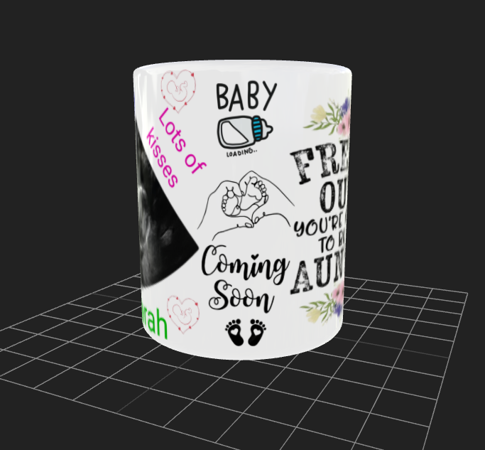 Auntie Alert! Get Ready to FREAK OUT! Personalized Pregnancy Announcement Mug