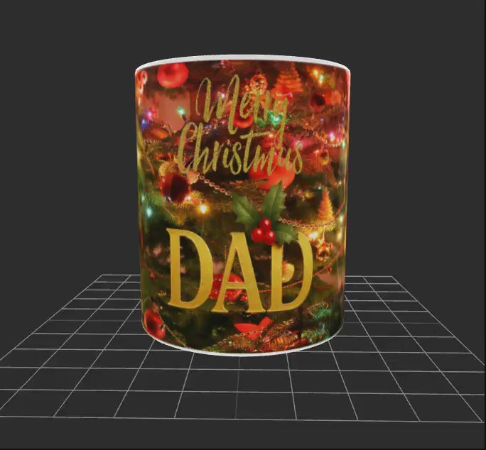 🎄 Celebrate the holidays with our elegant Christmas mugs featuring gold lettering over a cozy close-up Christmas tree background 🎄