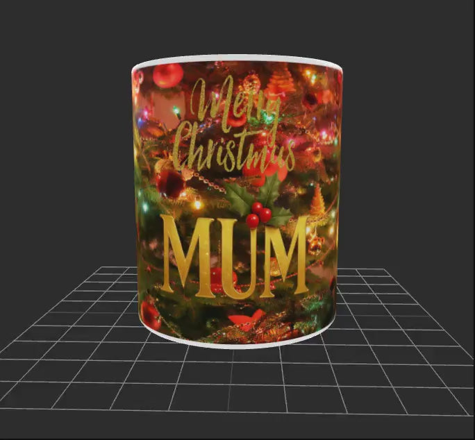 🎄 Celebrate the holidays with our elegant Christmas mugs featuring gold lettering over a cozy close-up Christmas tree background 🎄