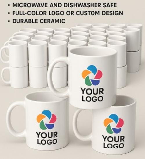 Bulk 36 x 11oz White Ceramic Mugs – Ideal for Business Promotions, Branding
